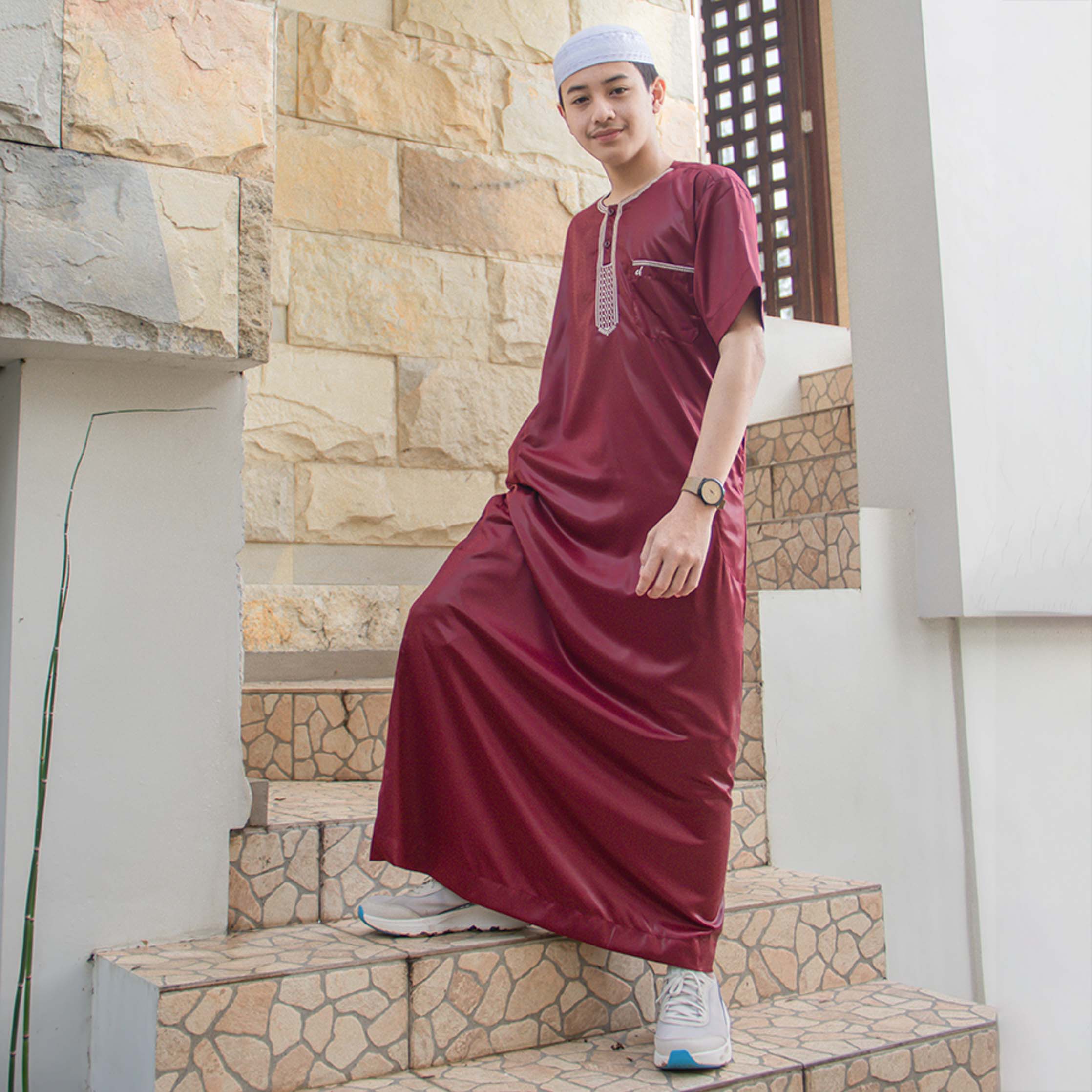 Gamis Asjad - merah