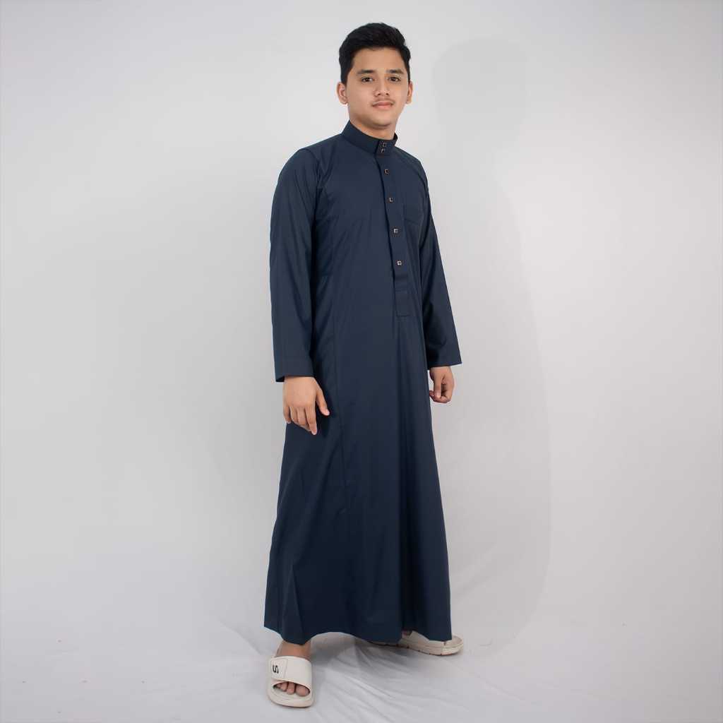 Gamis Madinah Dengan Kancing - Abu Biru