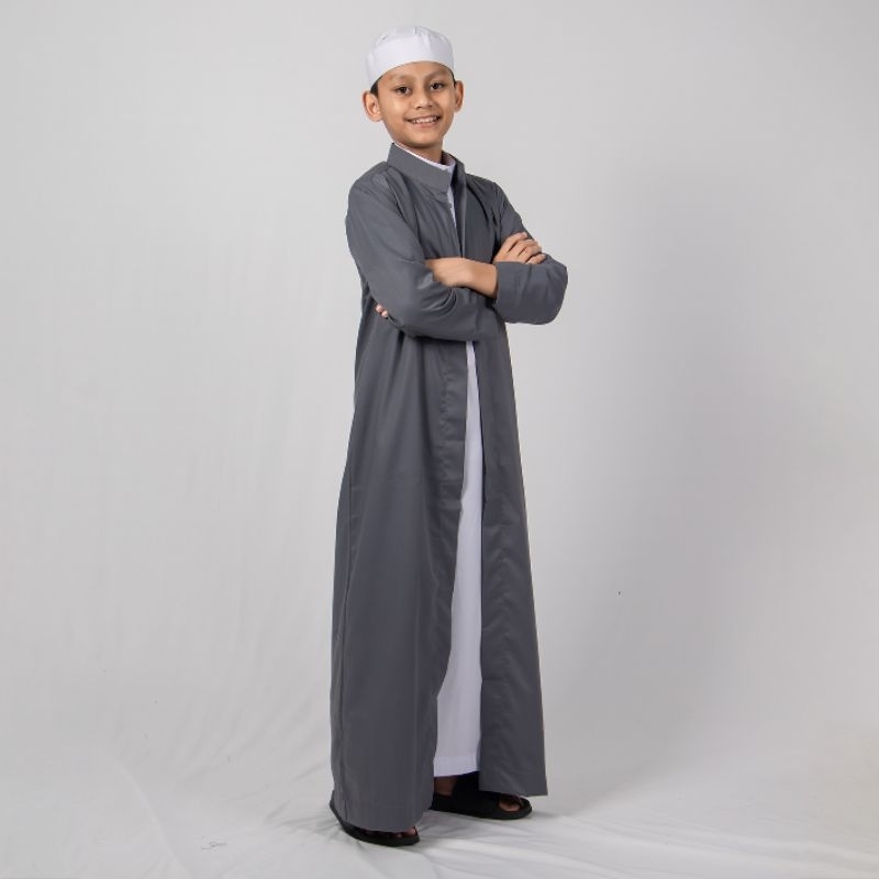 Jubah Outer Dalwa Remaja - Abu-Abu Tua