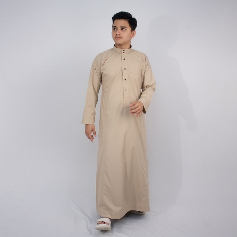 Gamis Madinah Dengan Kancing - coklat susu