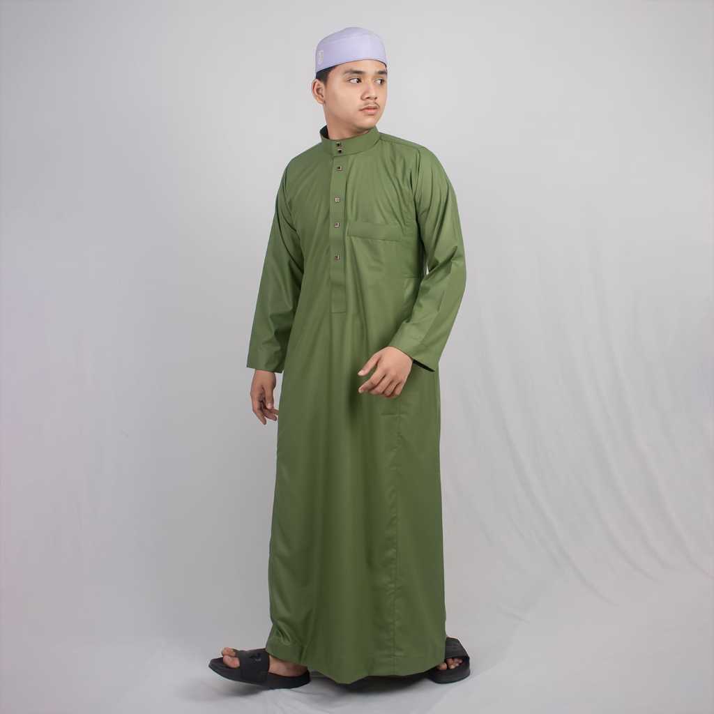 Gamis Madinah Dengan Kancing - Hijau Muda