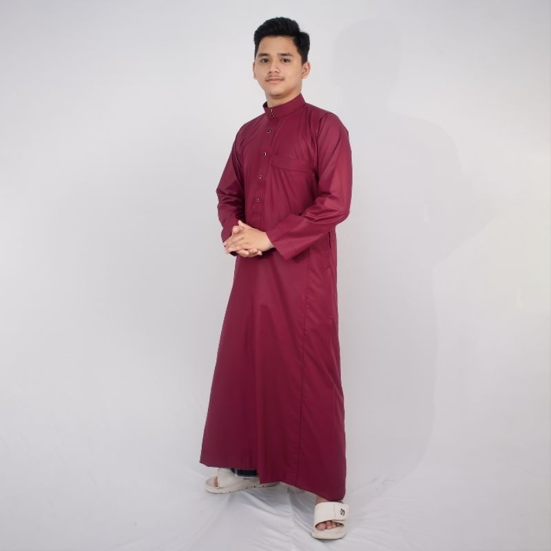 Gamis Madinah Dengan Kancing - Maroon